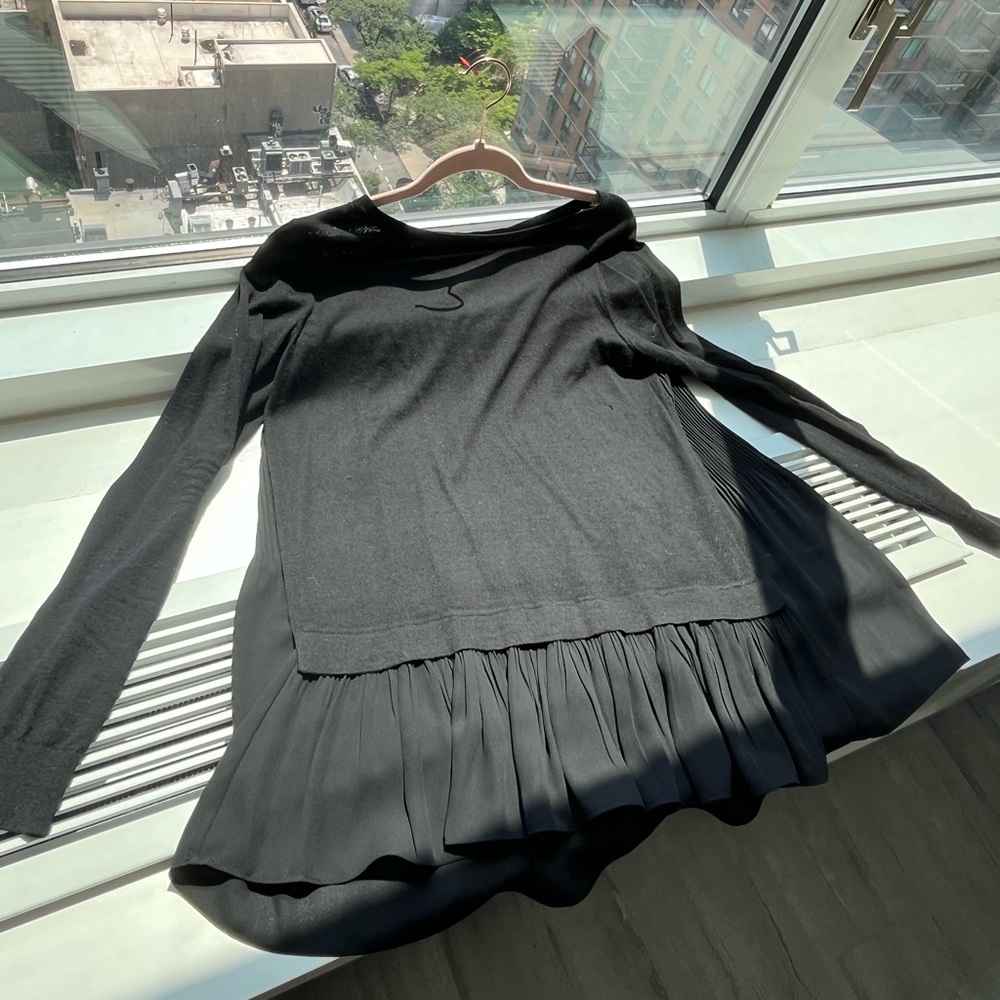 Club Monoco - black silk sweater with ruffle different material back